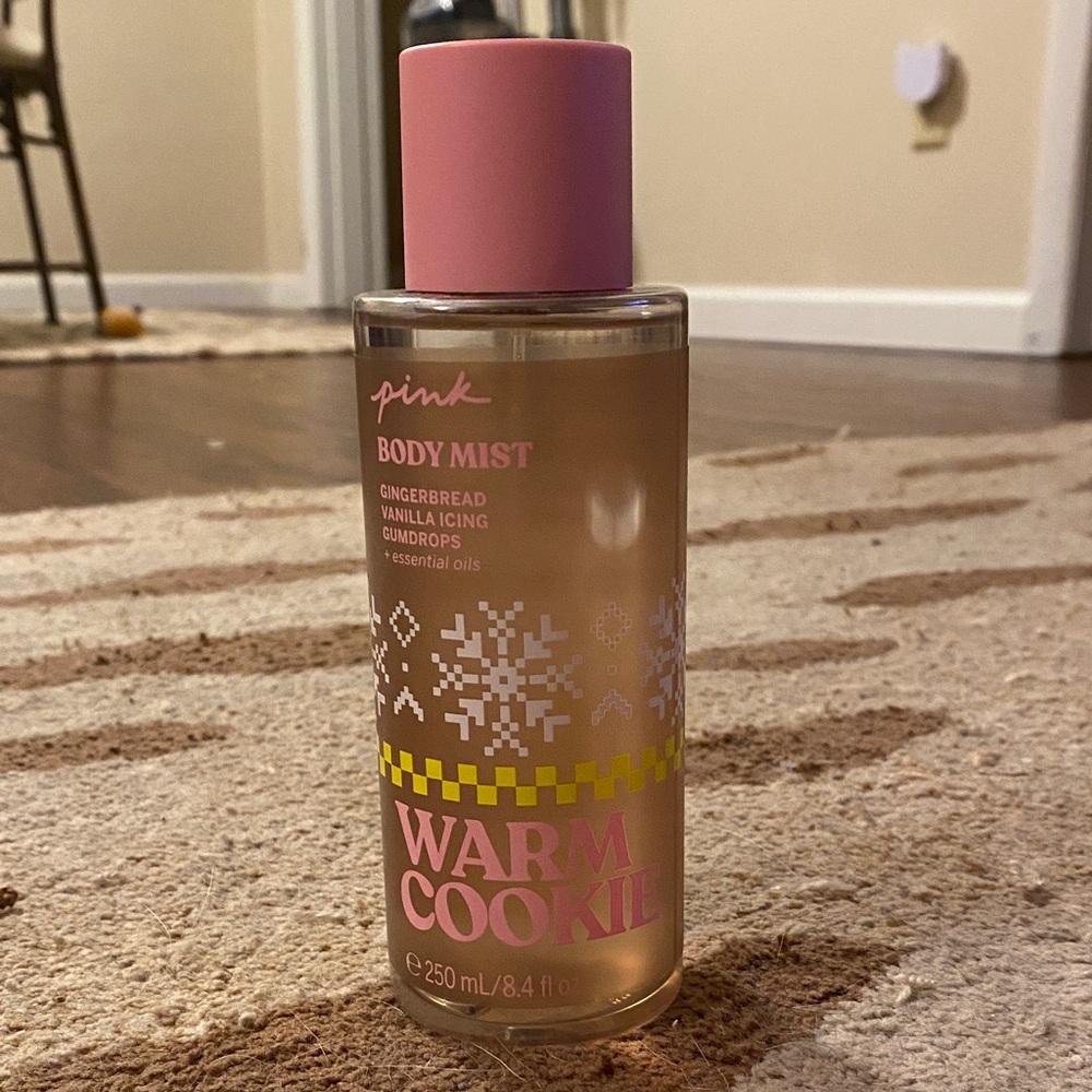 PINK Victoria's Secret Warm Cookie Body Mist - Pink and Yellow